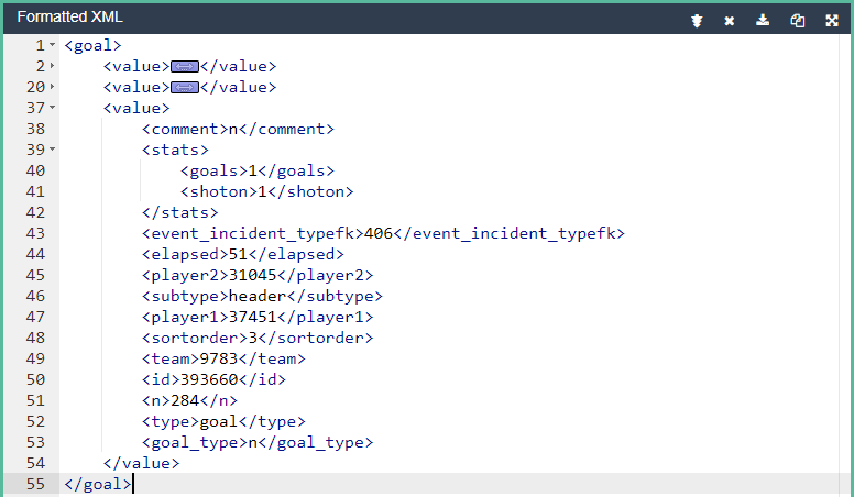 Football XML data