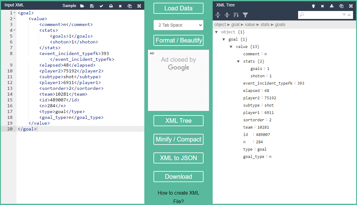 Beautifying XML content